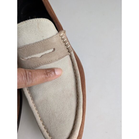 DSquared2-Men\'s Brown/Ivory/Taupe-Suede Almond Toe Penny Loafers-EU41/US 8 main image 10